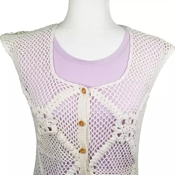 Vintage Women's Sweater Vest Size M Homemade Crochet - Picture 2 of 5